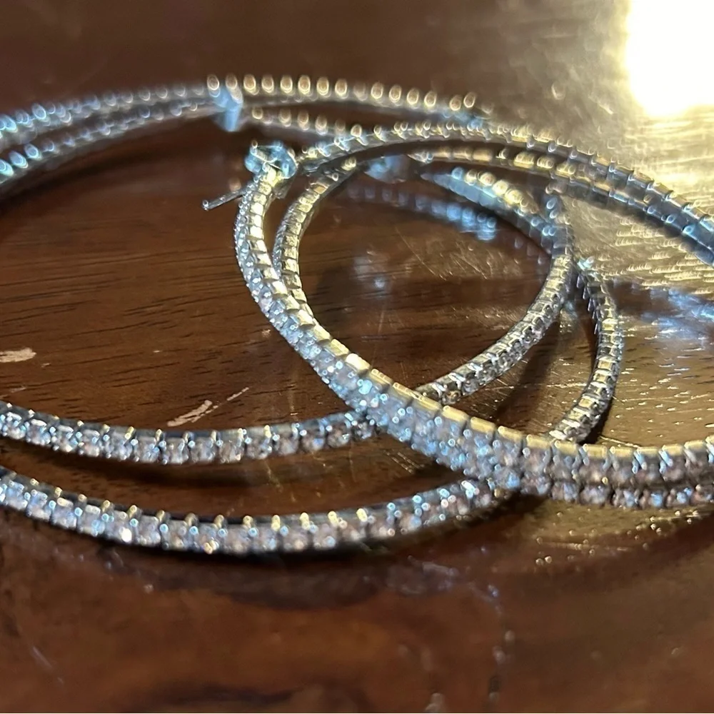 Two pack silver hoop earrings